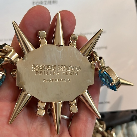 Phillipp Plein Made in Italy Pink is the new Black Light Blue Studded necklace - Picture 9 of 10